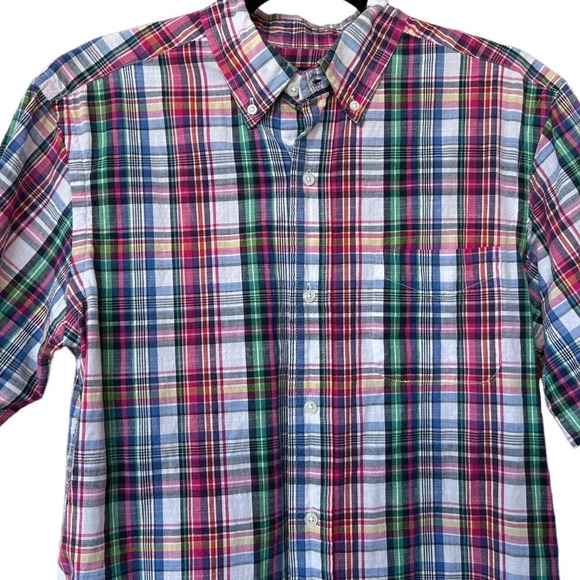 Cremieux Classics Men's Woven 100% Cotton Summer Plaid Button Down Size Medium - Picture 2 of 7